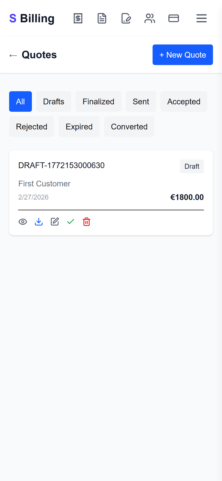 BillFlow quotes list